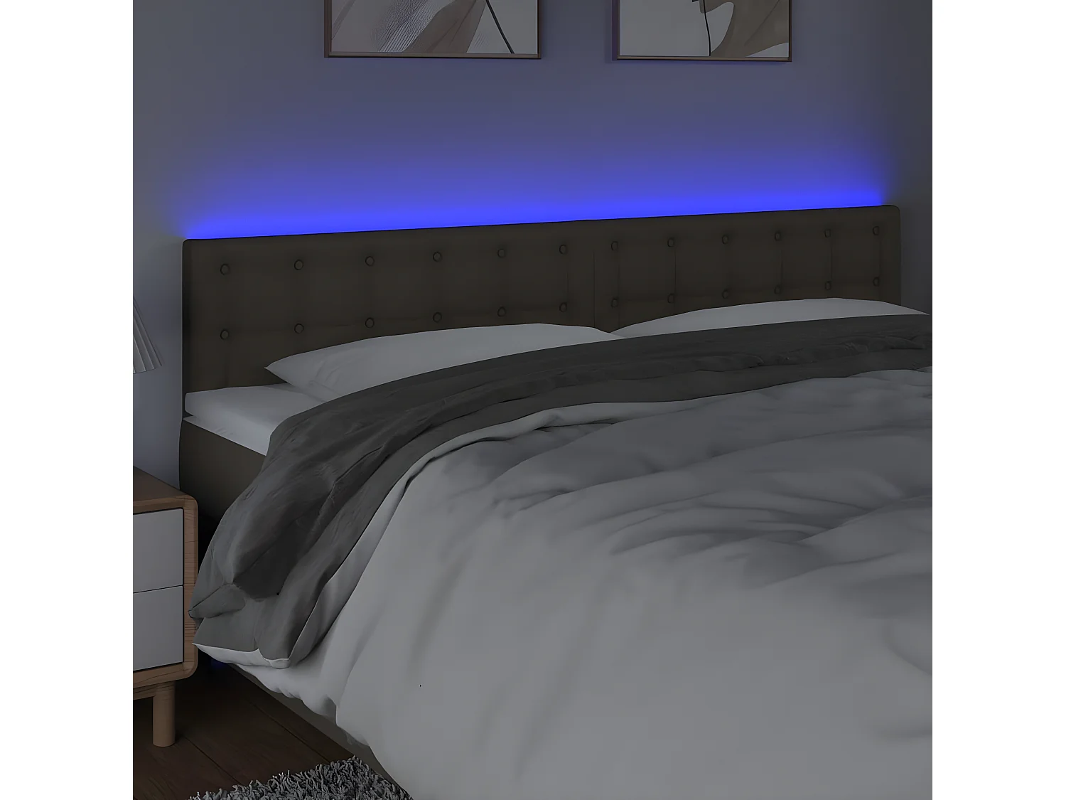 Tête de lit à LED Taupe 200x5x78/88 cm Tissu