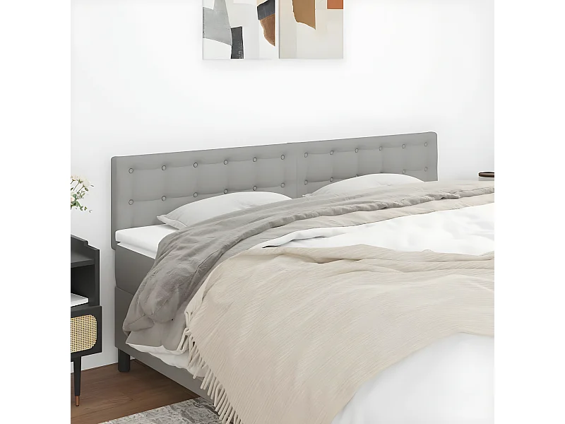 Cabeceira de cama 2 peças tecido 80x5x78/88 cm cinzento-claro