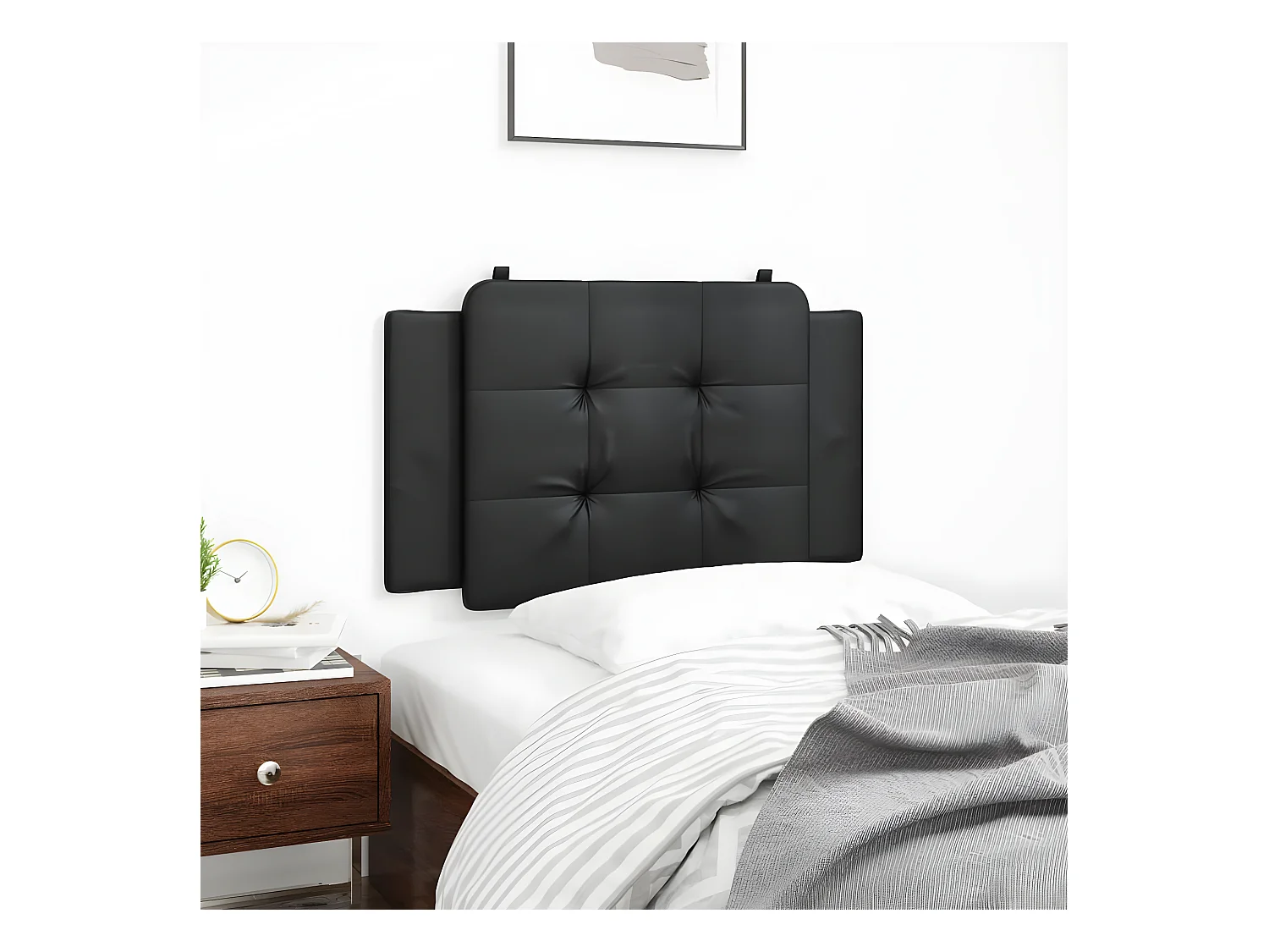 Coussin de tête de lit noir 90 cm similicuir