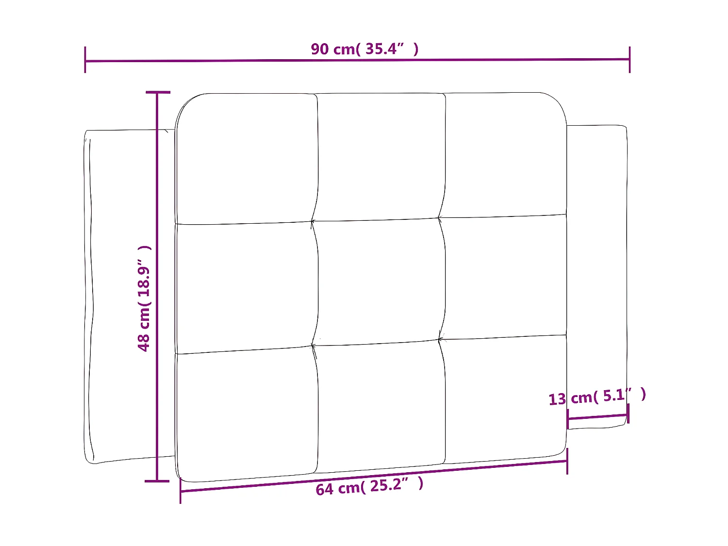 Cabecero de cama acolchado cuero sintético negro 90 cm