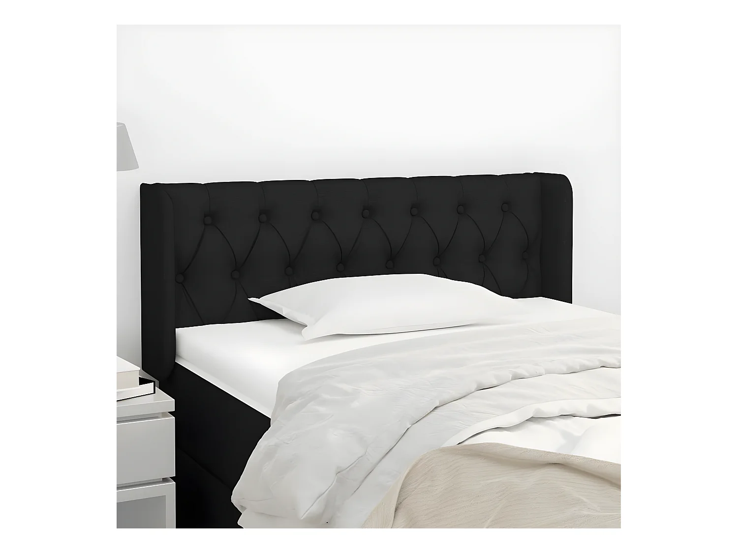 Tête de lit avec oreilles Noir 103x16x78/88 cm Tissu