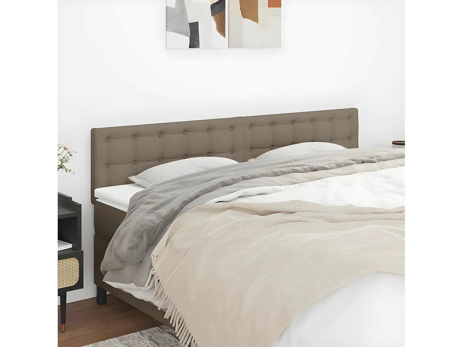 Têtes de lit 2 pièces Taupe 80x5x78/88 cm Tissu