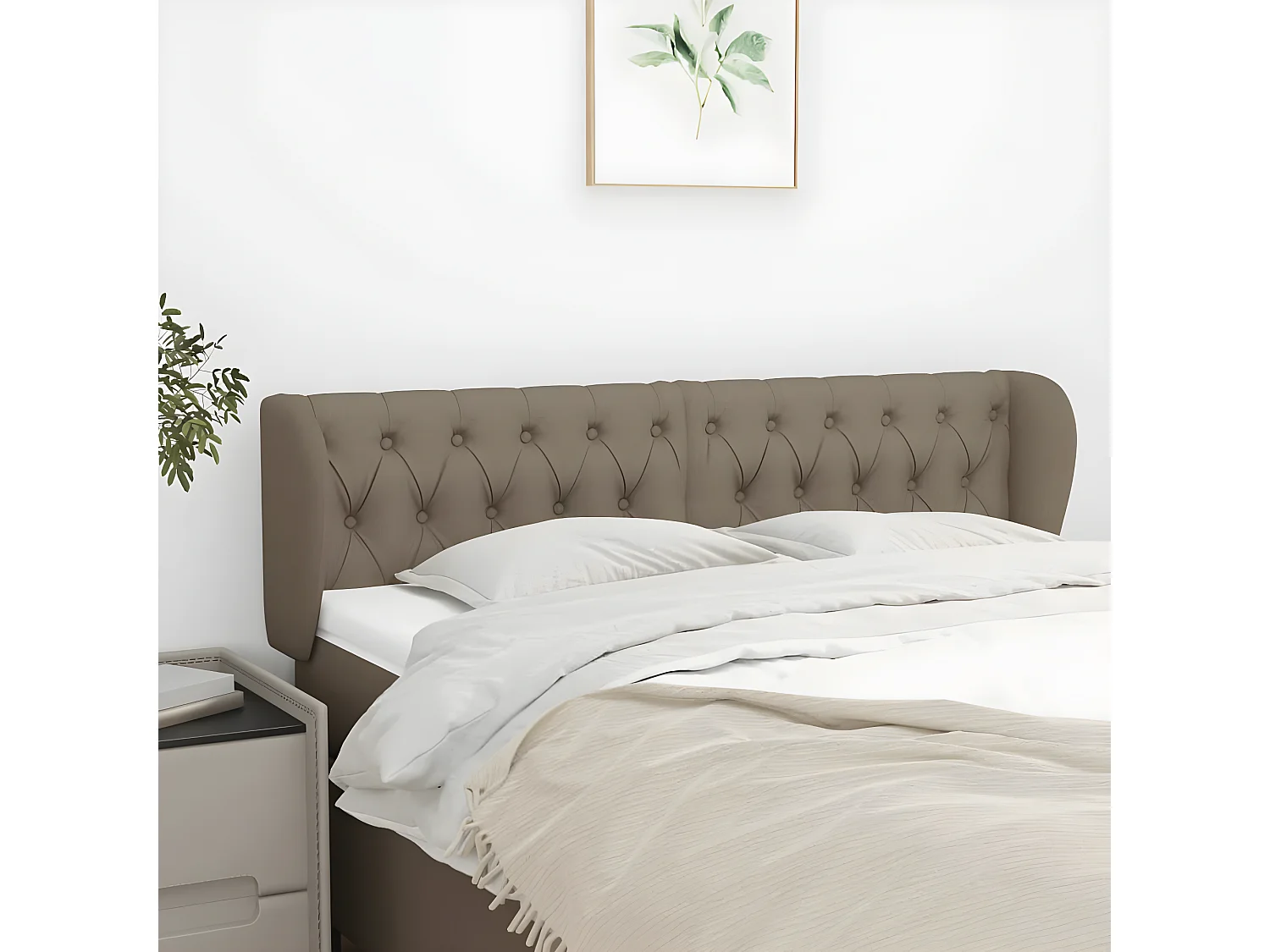 Tête de lit avec oreilles Taupe 163x23x78/88 cm Tissu