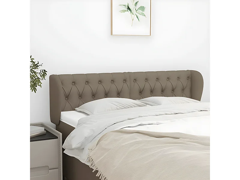 Tête de lit avec oreilles Taupe 163x23x78/88 cm Tissu
