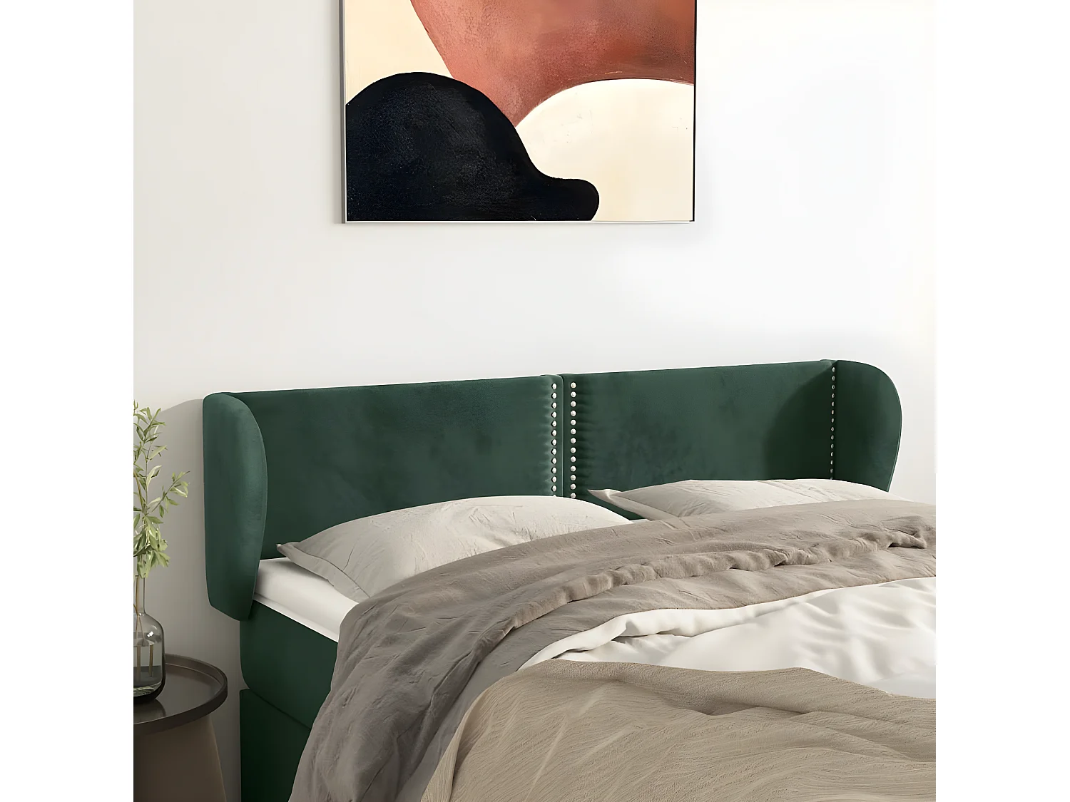 Tête de lit avec oreilles Vert foncé 147x23x78/88 cm Velours