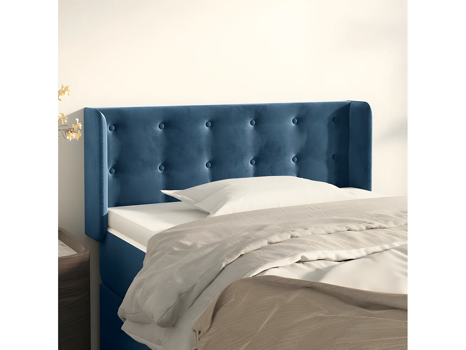 Tête de lit avec oreilles Bleu Foncé 83x16x78/88 cm Velours