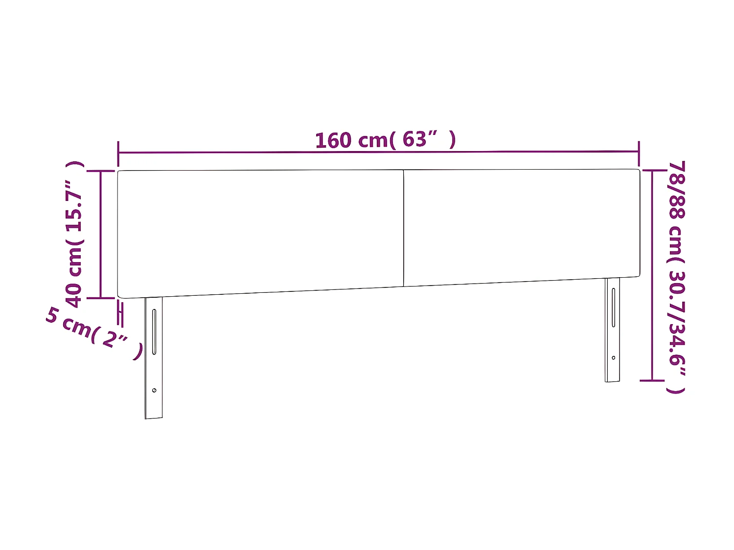 Têtes de lit 2 pièces Gris clair 80x5x78/88 cm Velours