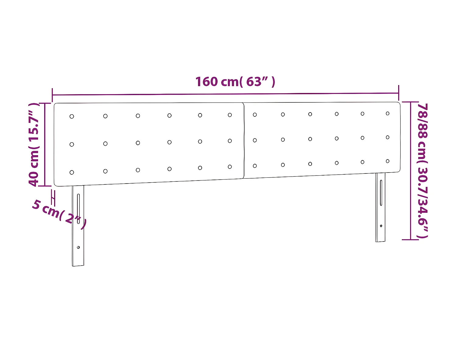 Cabeceira de cama 2 peças tecido 80x5x78/88 cm creme