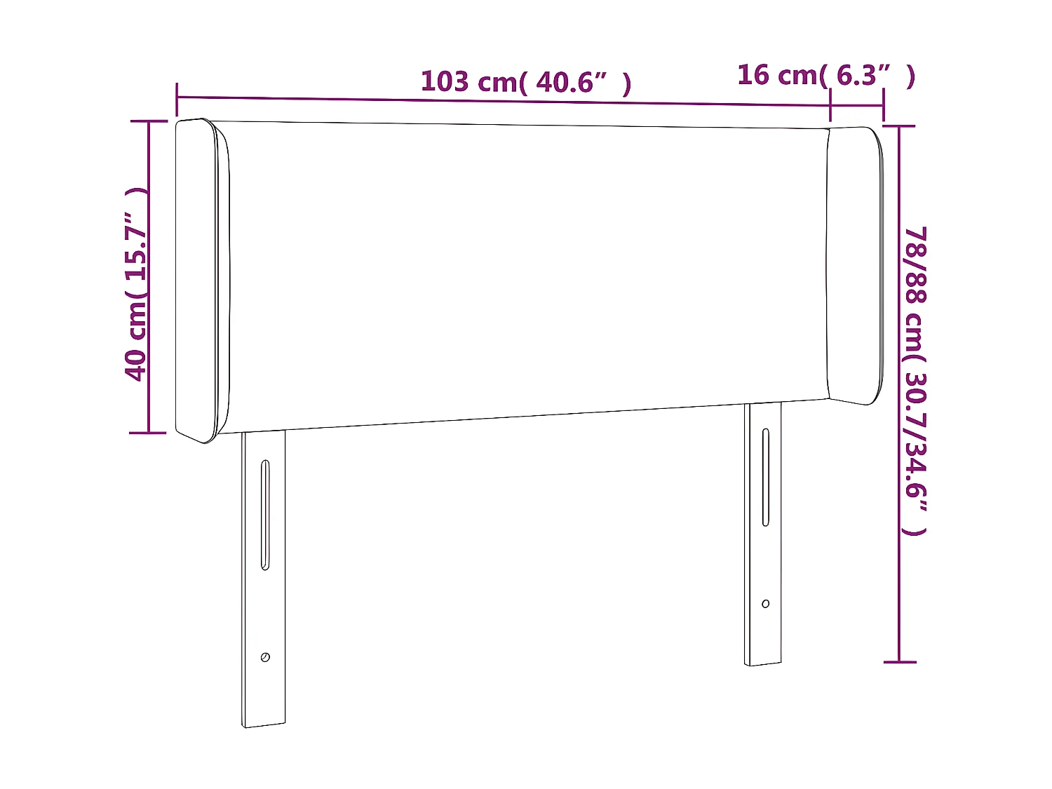 Cabeceira de cama c/ luzes LED veludo 103x16x78/88 cm rosa