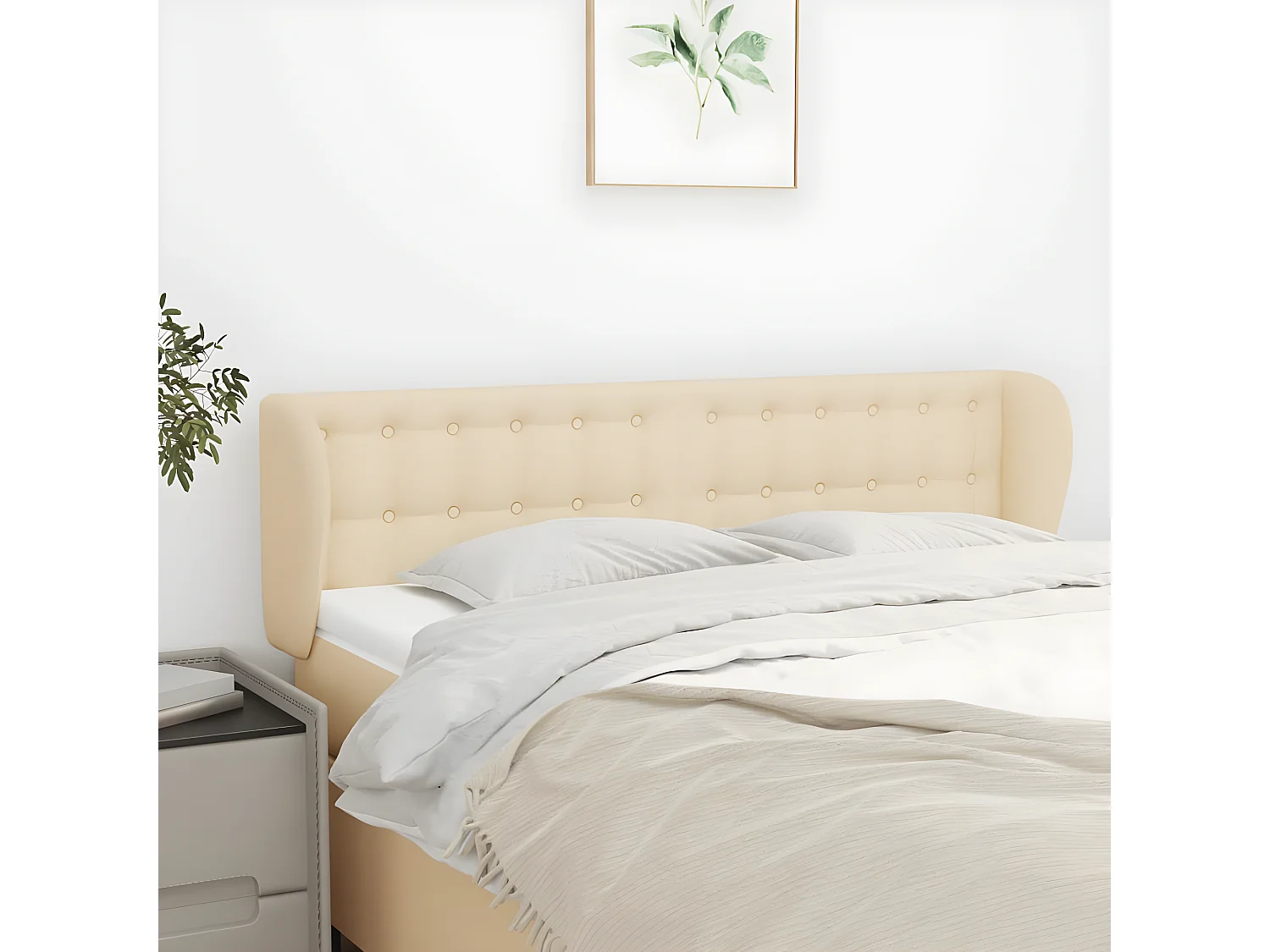 Tête de lit avec oreilles Crème 147x23x78/88 cm Tissu