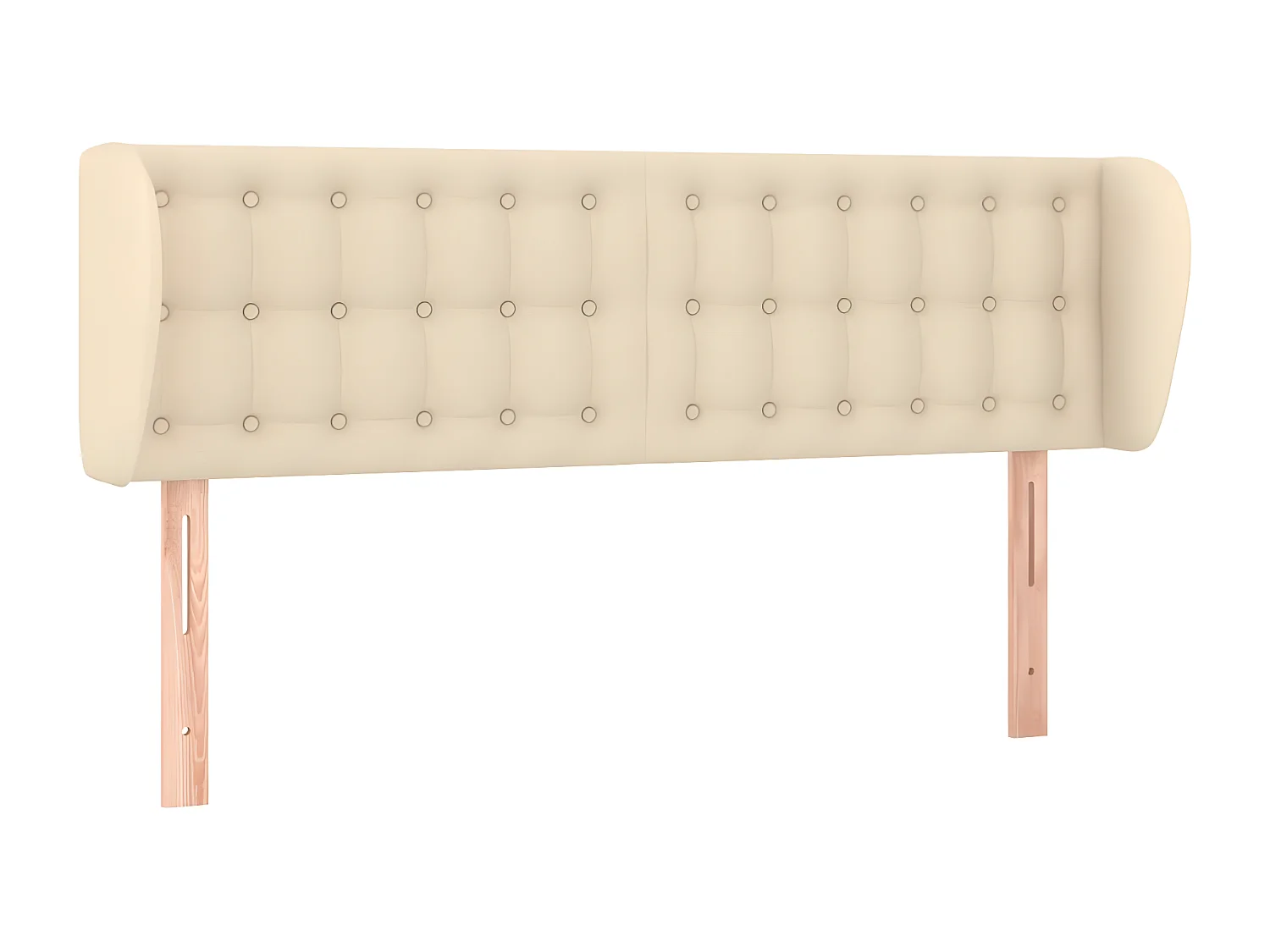 Hoofdbord met randen 147x23x78/88 cm stof crèmekleurig