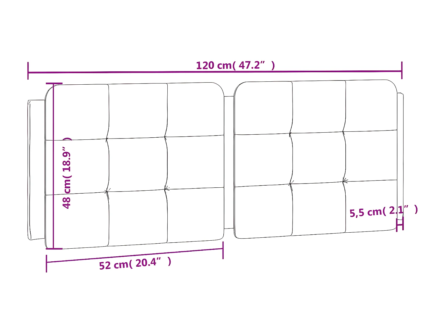Coussin de tête de lit blanc 120 cm similicuir