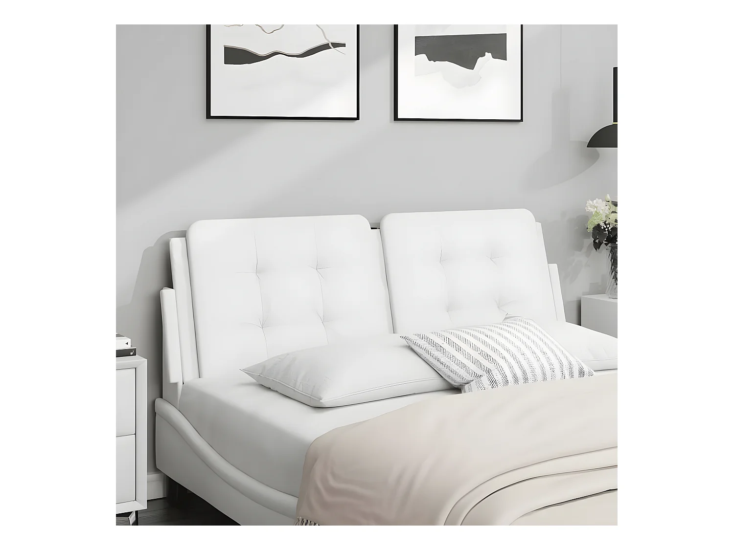 Coussin de tête de lit blanc 120 cm similicuir
