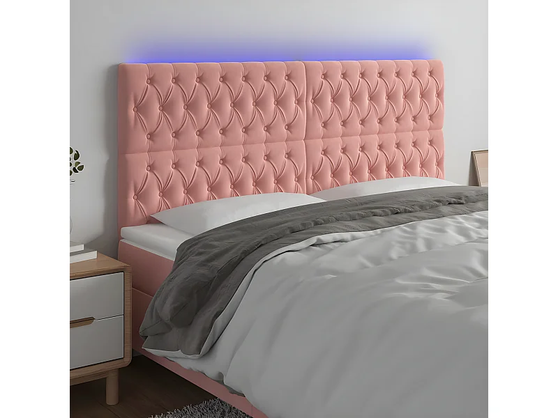 Tête de lit à LED Rose 180x7x118/128 cm Velours