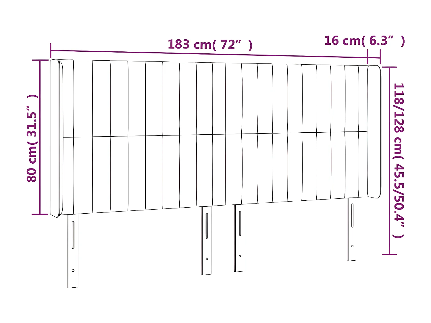 Tête de lit avec oreilles Crème 183x16x118/128 cm Tissu
