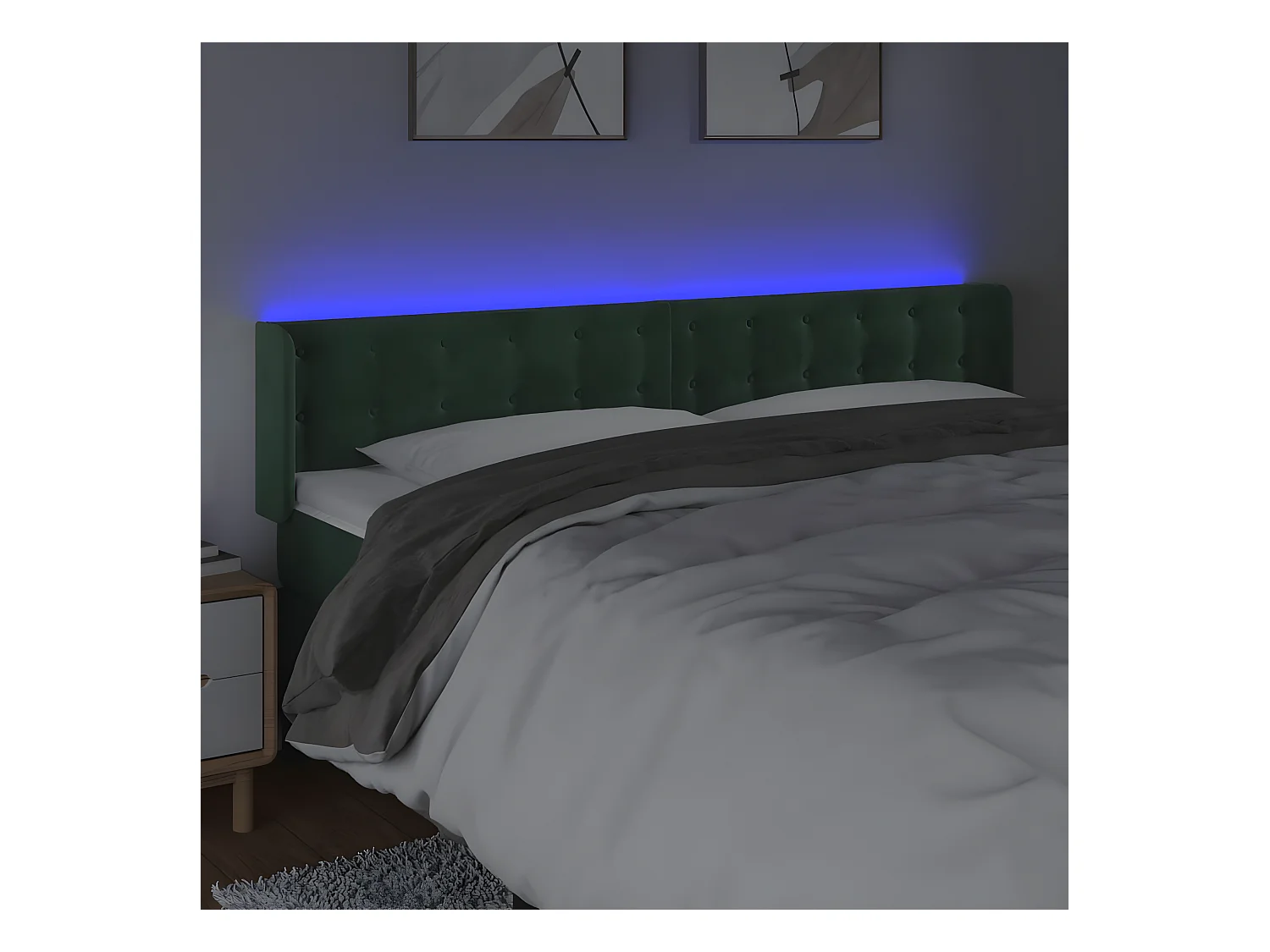 Tête de lit à LED Vert foncé 203x16x78/88 cm Velours