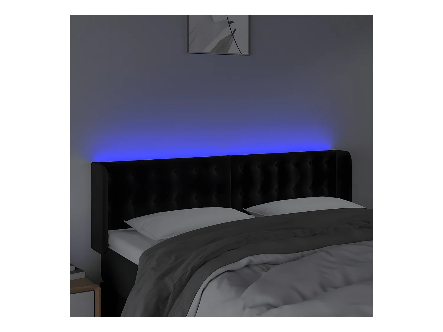 Tête de lit à LED Noir 147x16x78/88 cm Velours