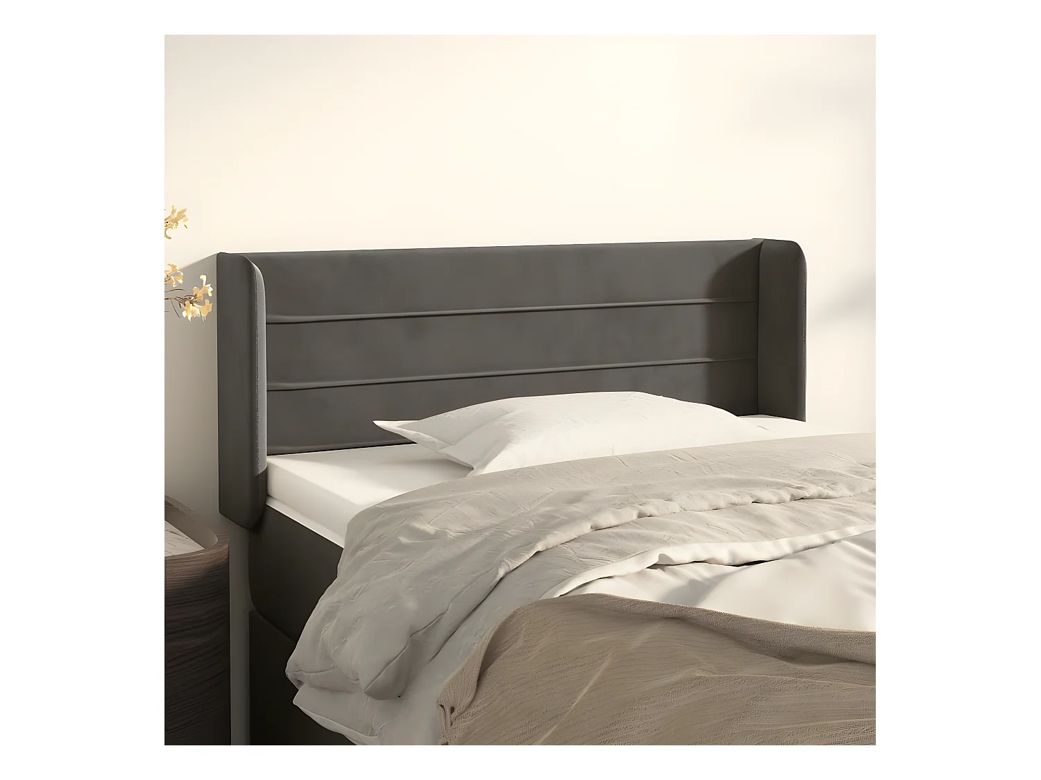 Cabecero de terciopelo gris oscuro 103x16x78/88 cm