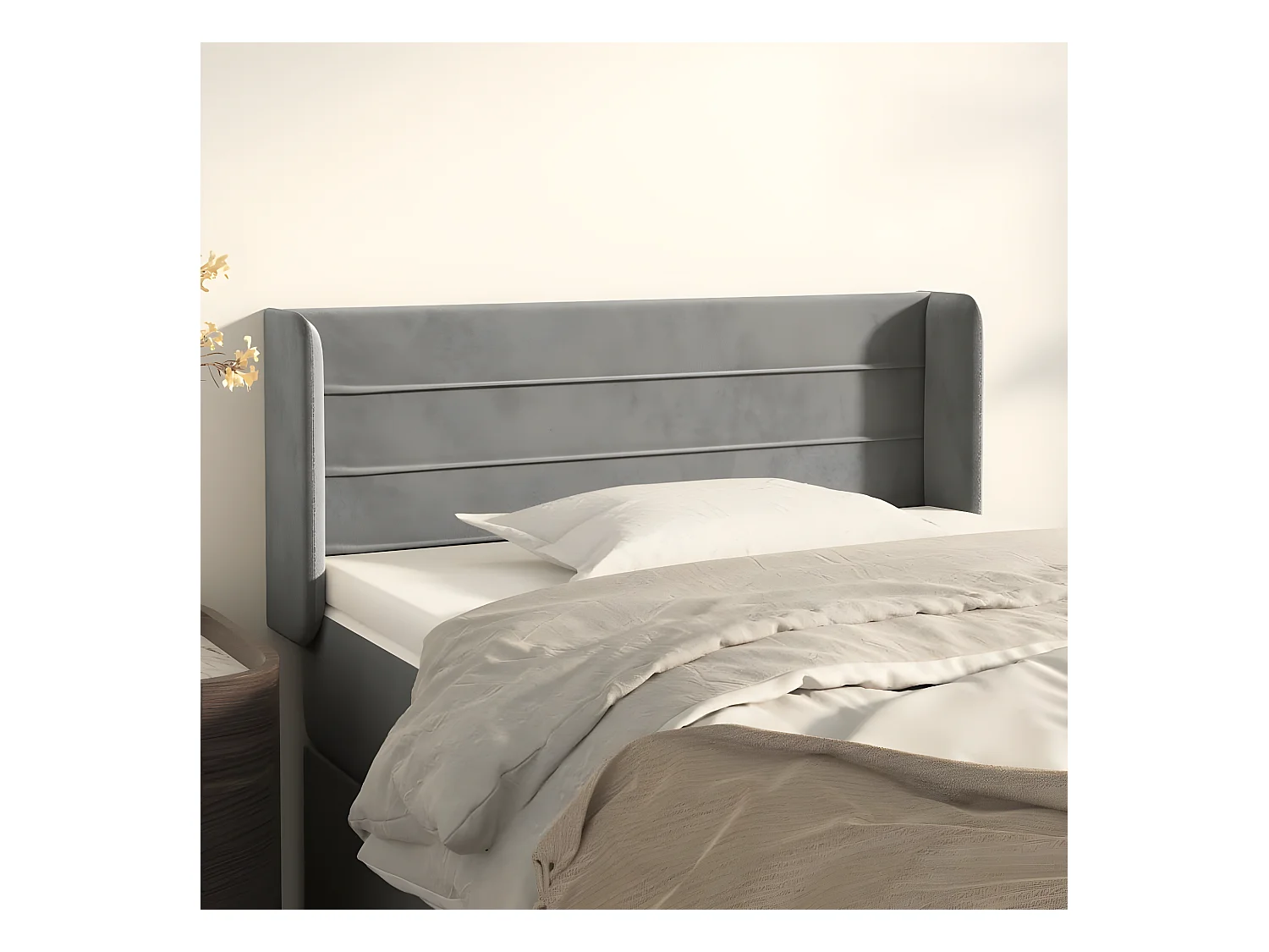 Tête de lit avec oreilles Gris clair 103x16x78/88 cm Velours