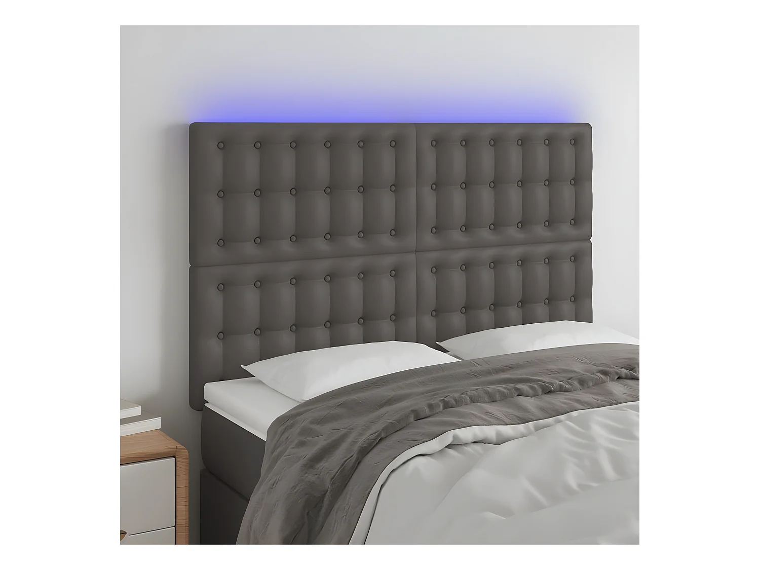 Tête de lit à LED Gris 144x5x118/128 cm Similicuir