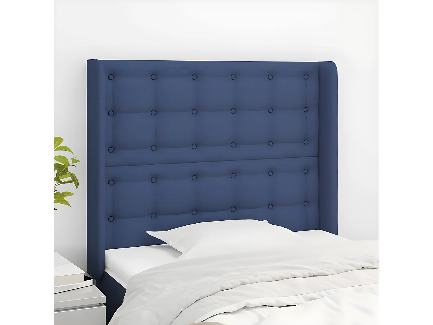 Tête de lit avec oreilles Bleu 93x16x118/128 cm Tissu