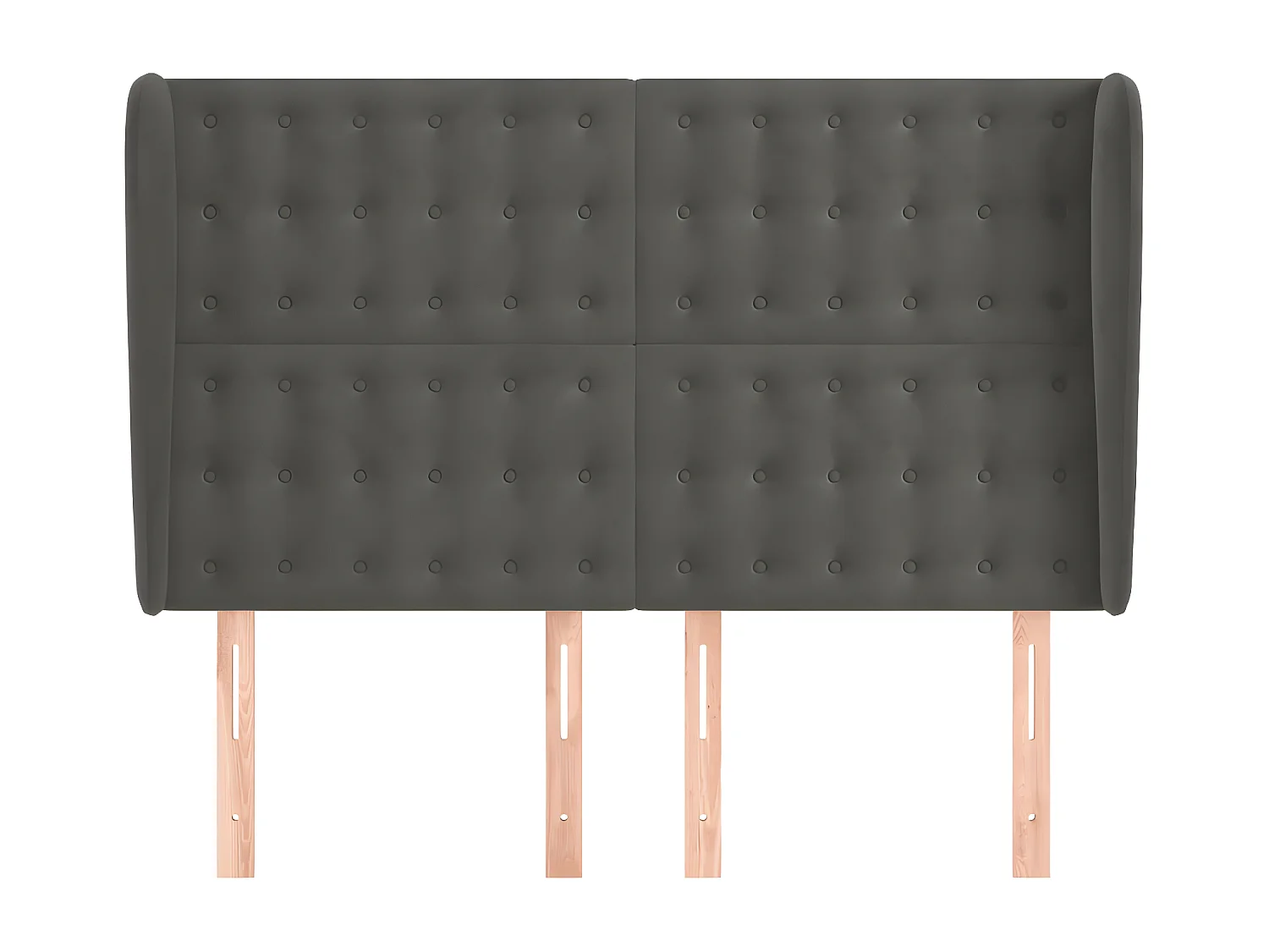 Hoofdbord met randen 147x23x118/128 cm fluweel donkergrijs