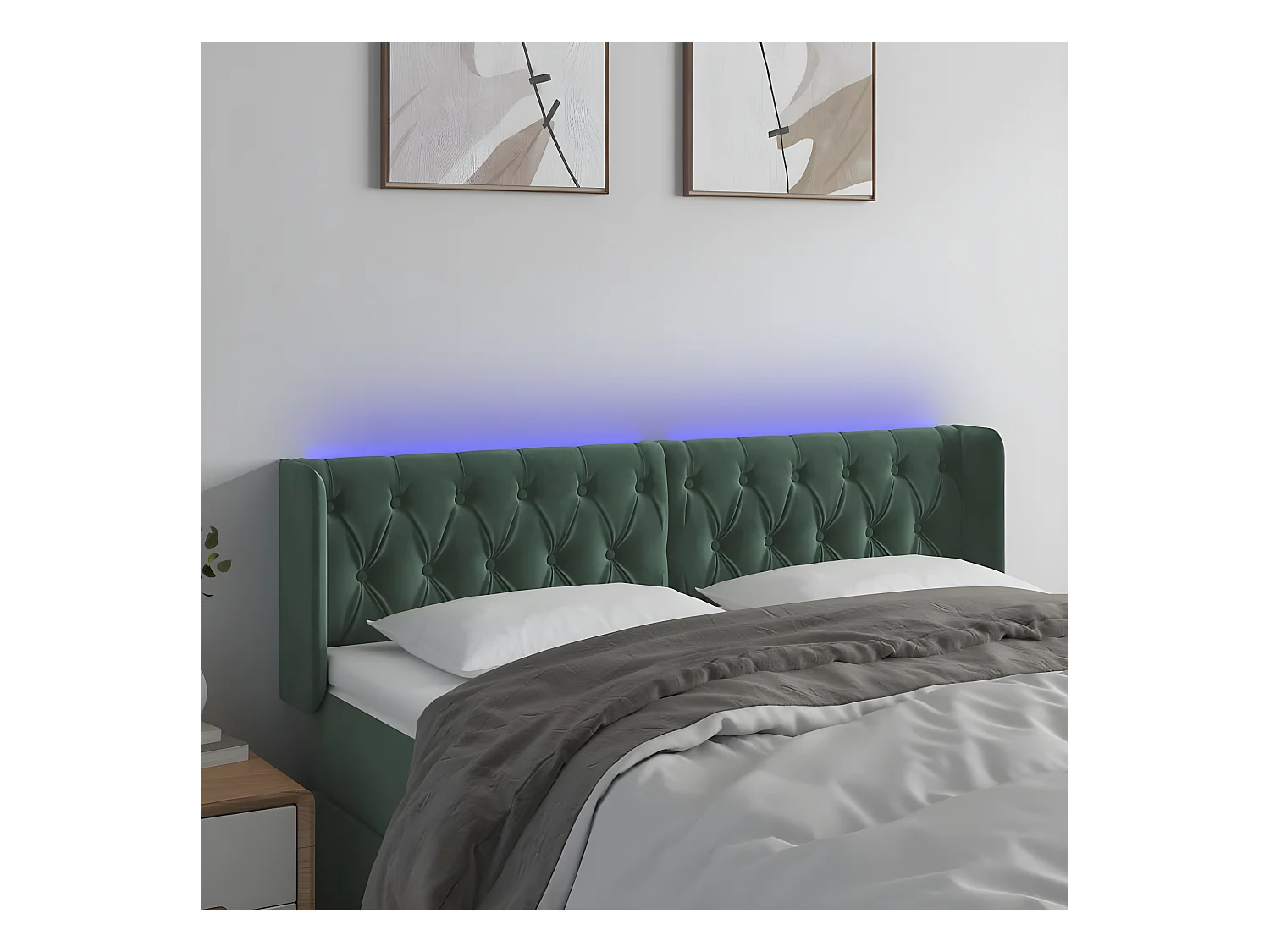 Tête de lit à LED Vert foncé 163x16x78/88 cm Velours