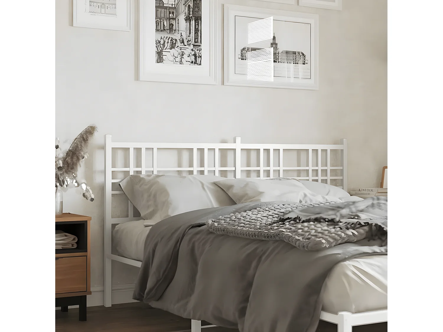 Cabeceira de cama 160 cm metal branco