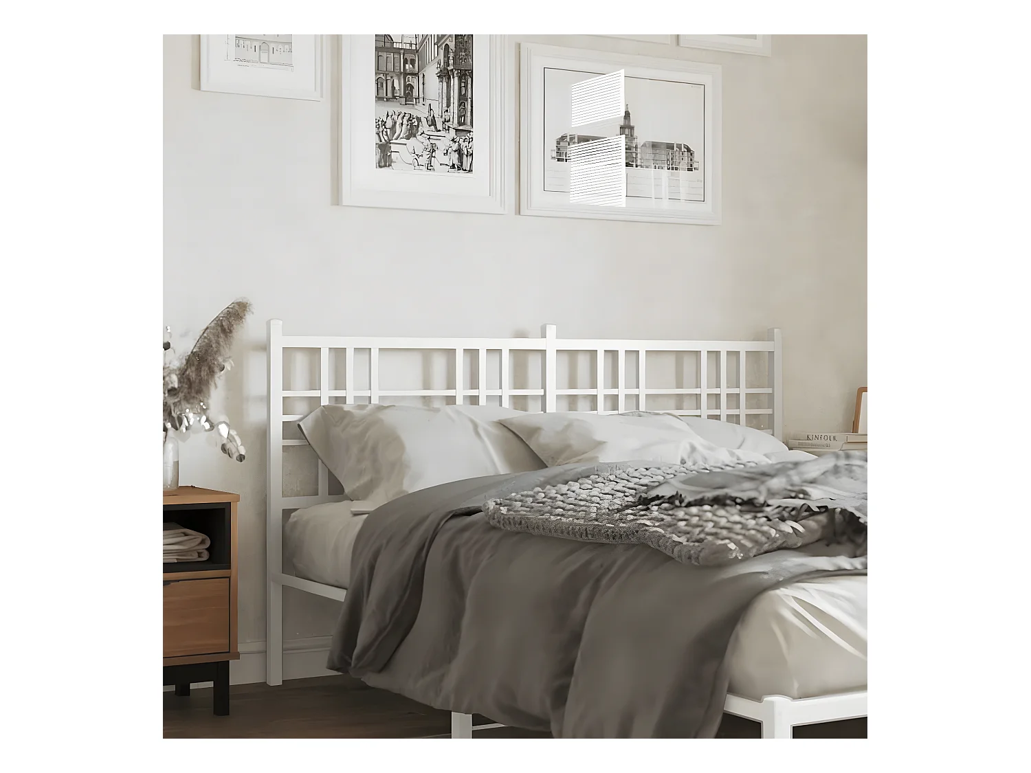 Tête de lit métal blanc 160 cm