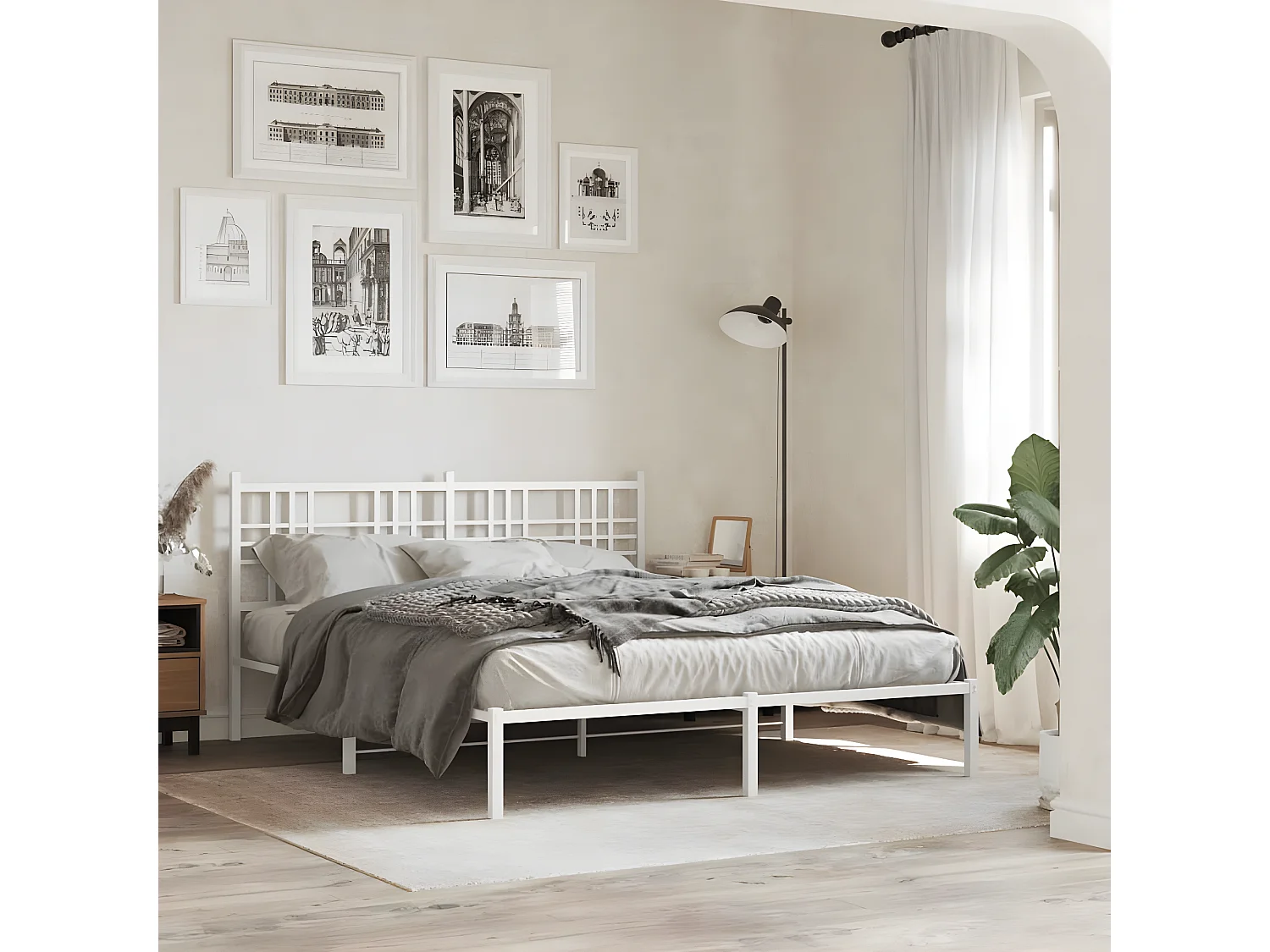 Tête de lit métal blanc 160 cm
