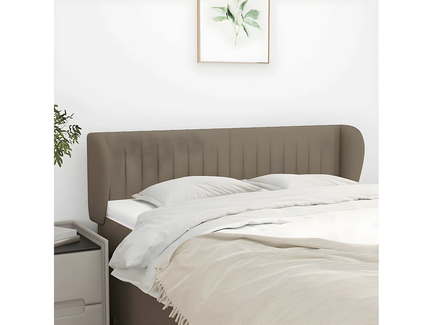 Tête de lit avec oreilles Taupe 147x23x78/88 cm Tissu