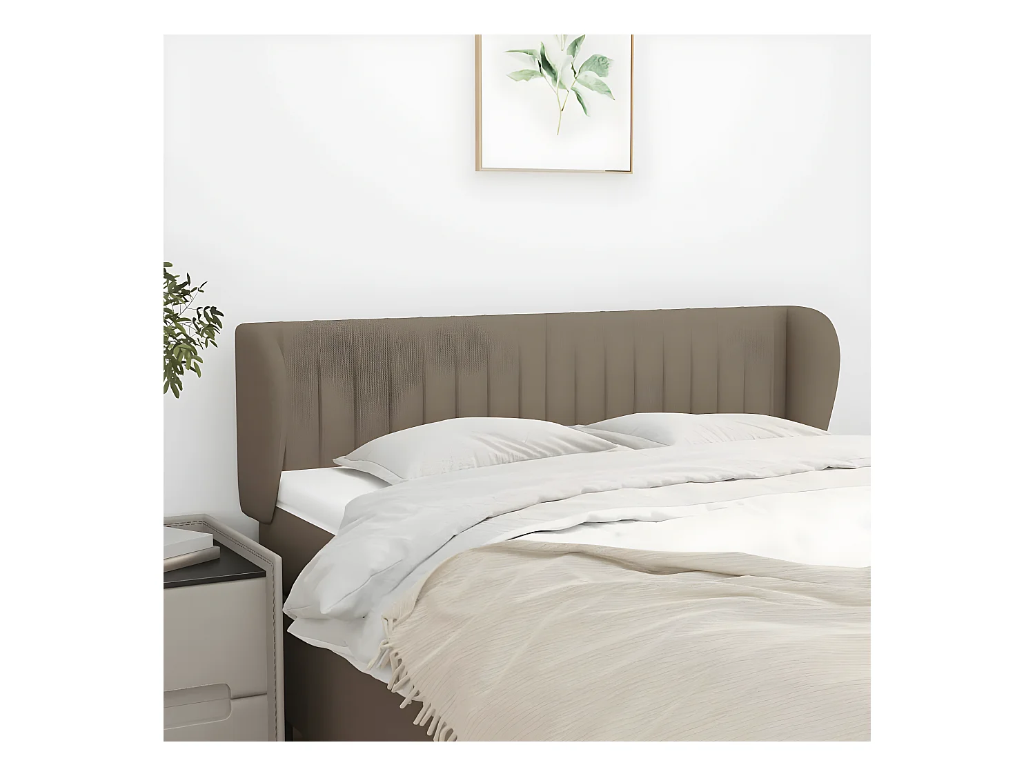 Tête de lit avec oreilles Taupe 147x23x78/88 cm Tissu