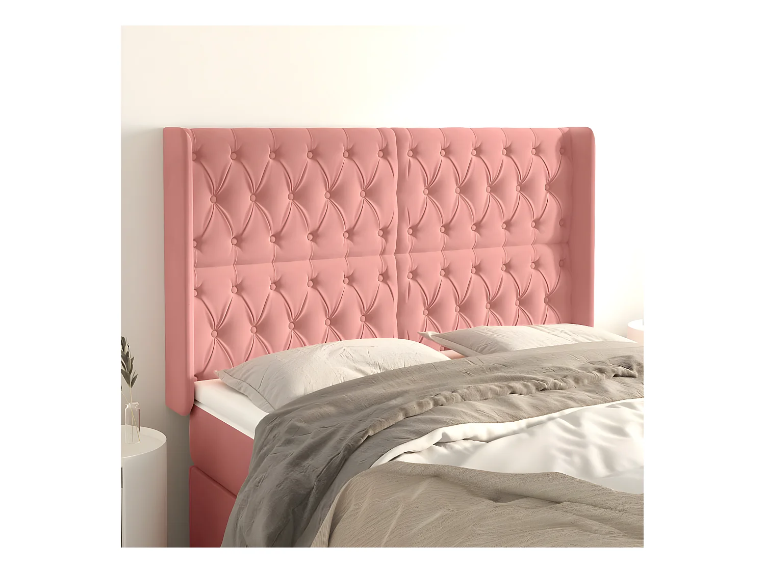 Tête de lit avec oreilles Rose 163x16x118/128 cm Velours