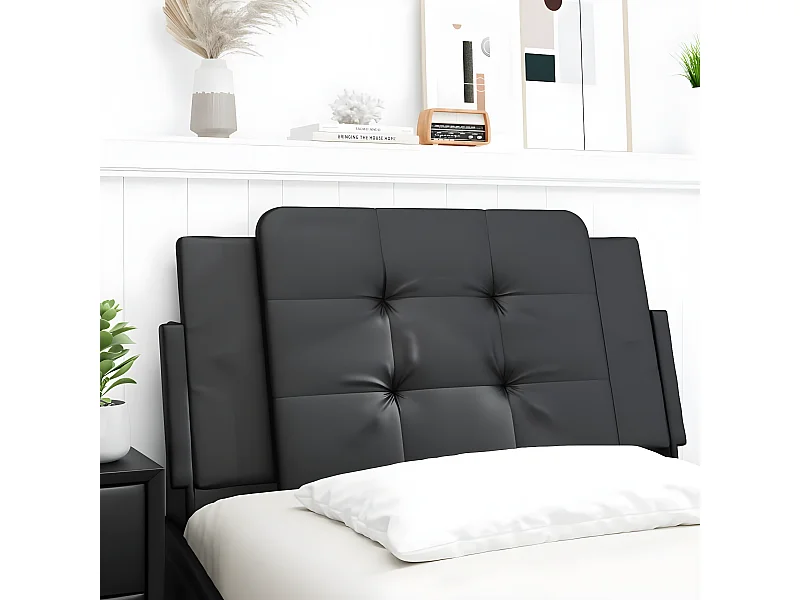 Coussin de tête de lit noir 100 cm similicuir