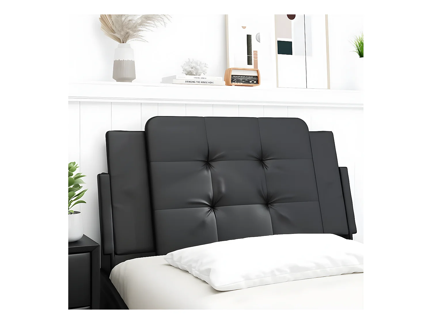 Coussin de tête de lit noir 100 cm similicuir