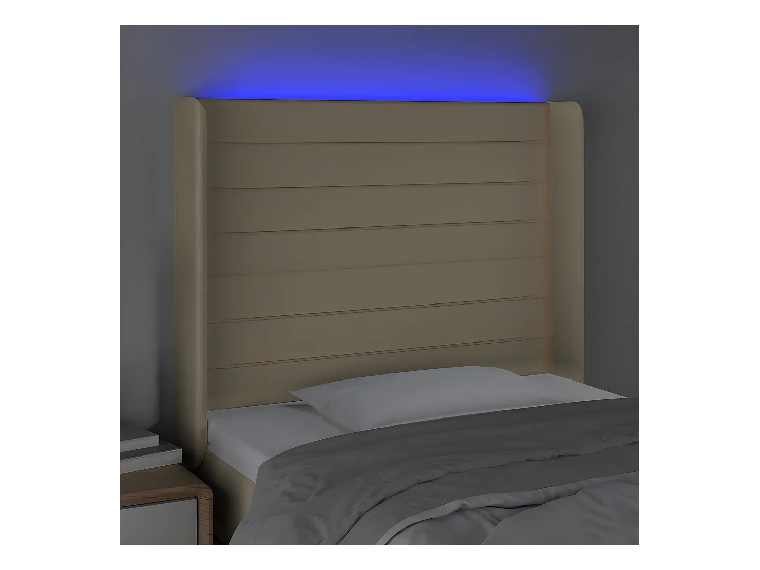 Tête de lit à LED Crème 83x16x118/128 cm Tissu