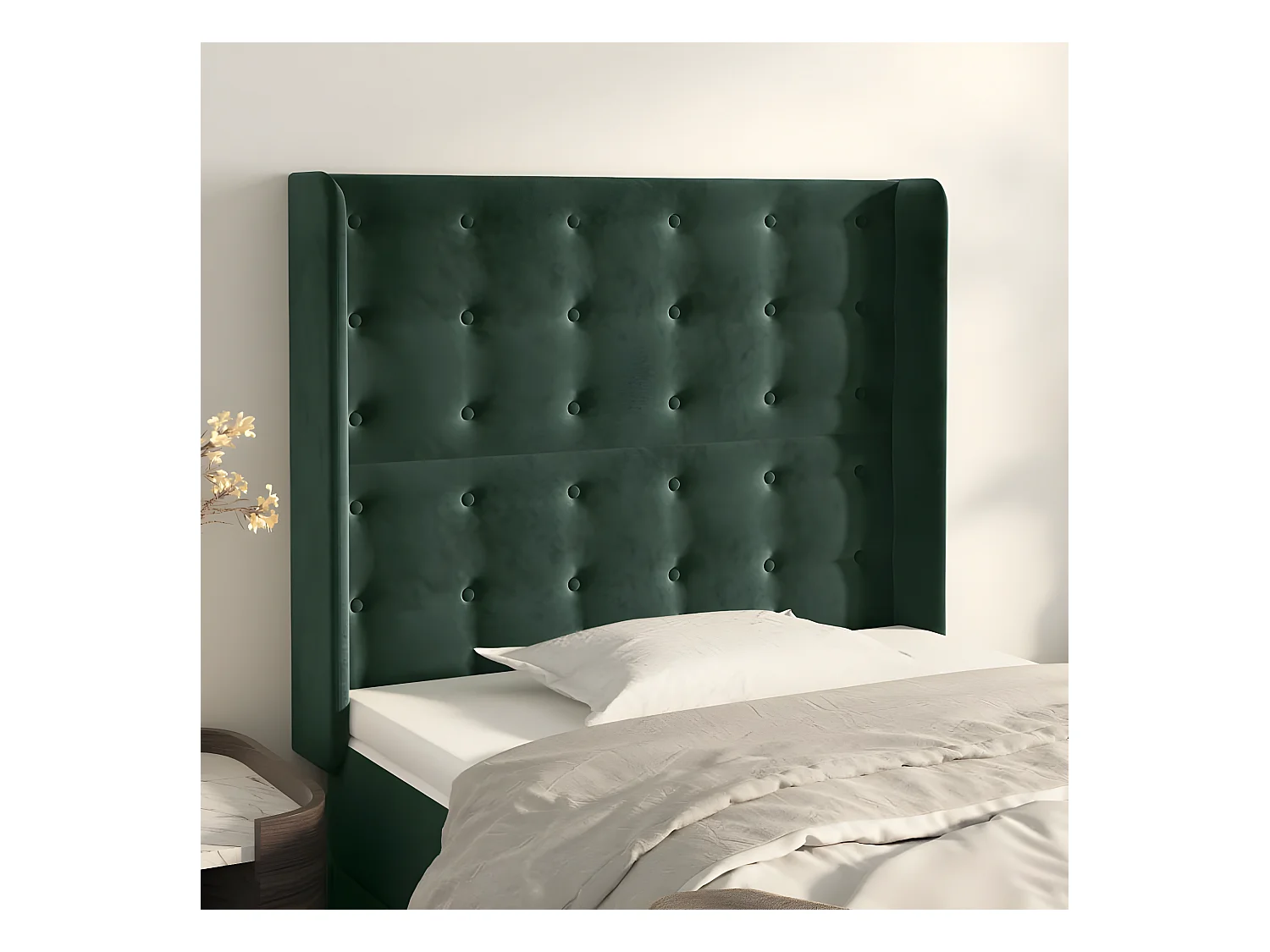 Tête de lit avec oreilles Vert foncé 103x16x118/128 cm Velours