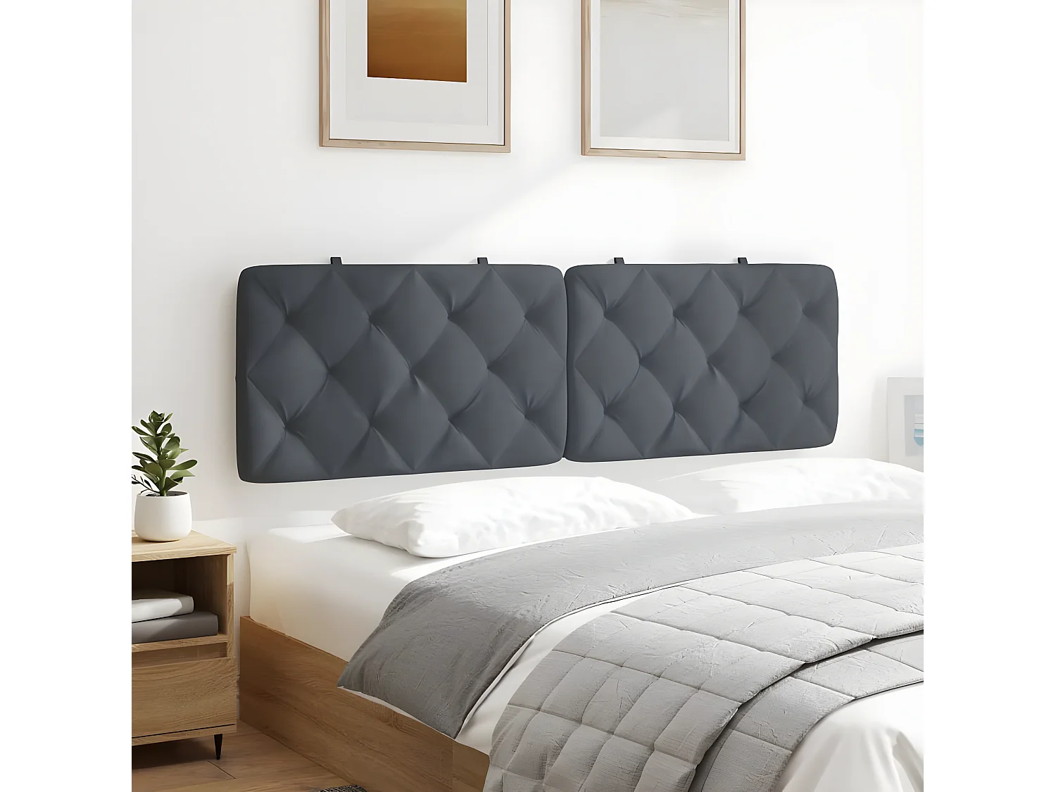 Cabecero de cama acolchado terciopelo gris oscuro 160 cm