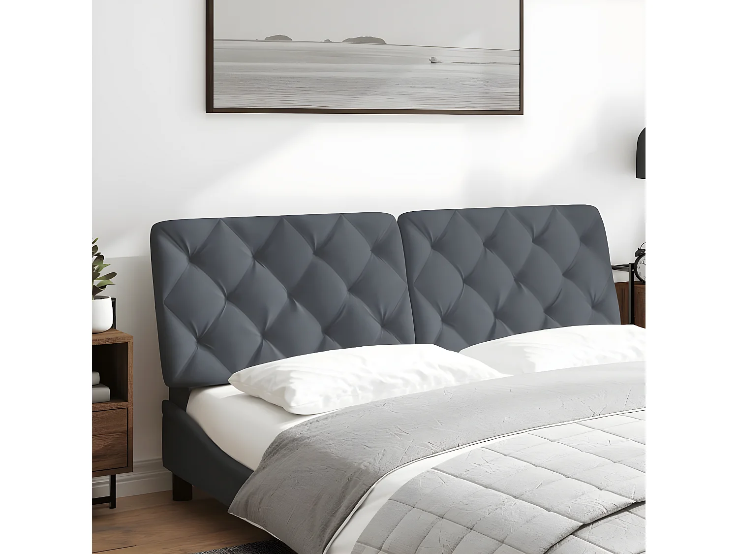 Coussin de tête de lit gris foncé 160 cm velours