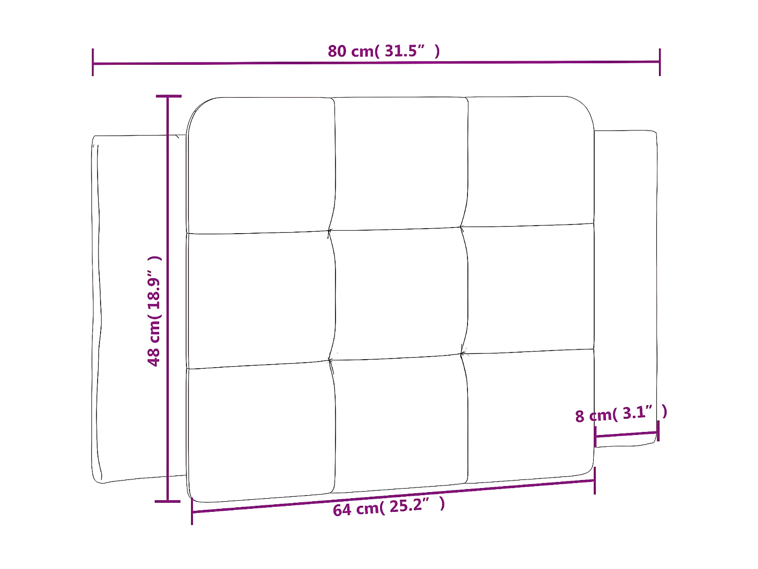 Almofadão de cabeceira 80 cm couro artificial cinzento