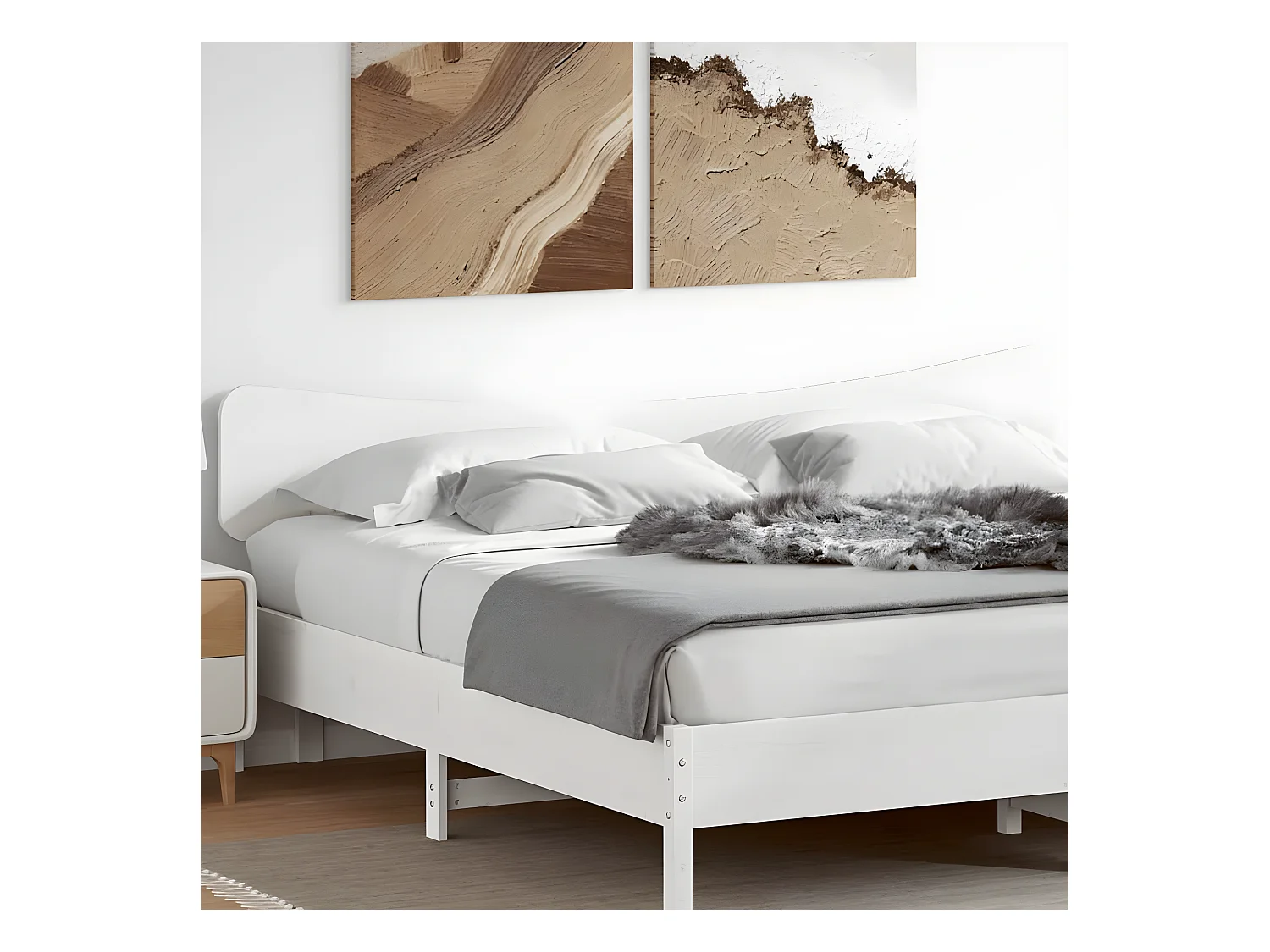 Tête de lit blanc 200 cm bois massif de pin