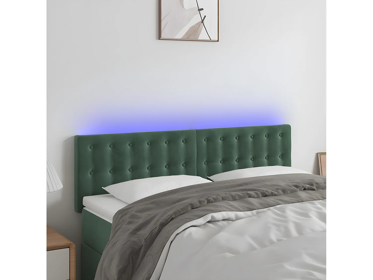 Tête de lit à LED Vert foncé 144x5x78/88 cm Velours