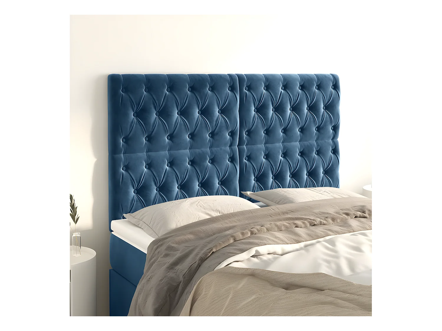 Têtes de lit 4 pièces Bleu foncé 72x7x78/88 cm Velours