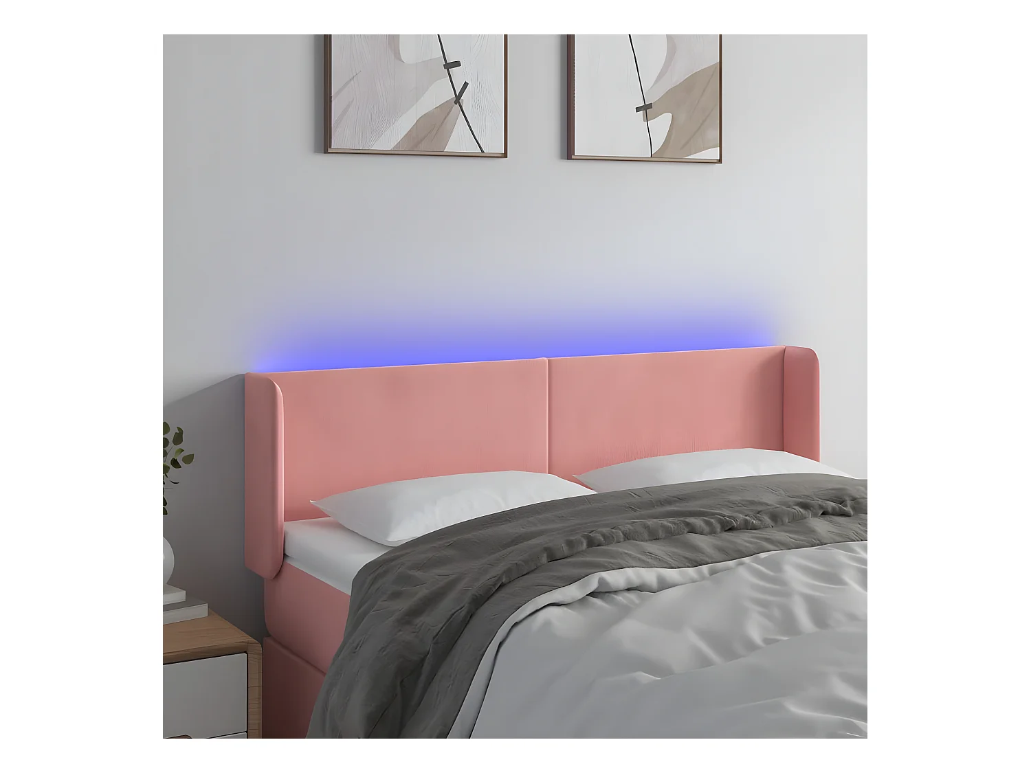 Tête de lit à LED Rose 147x16x78/88 cm Velours