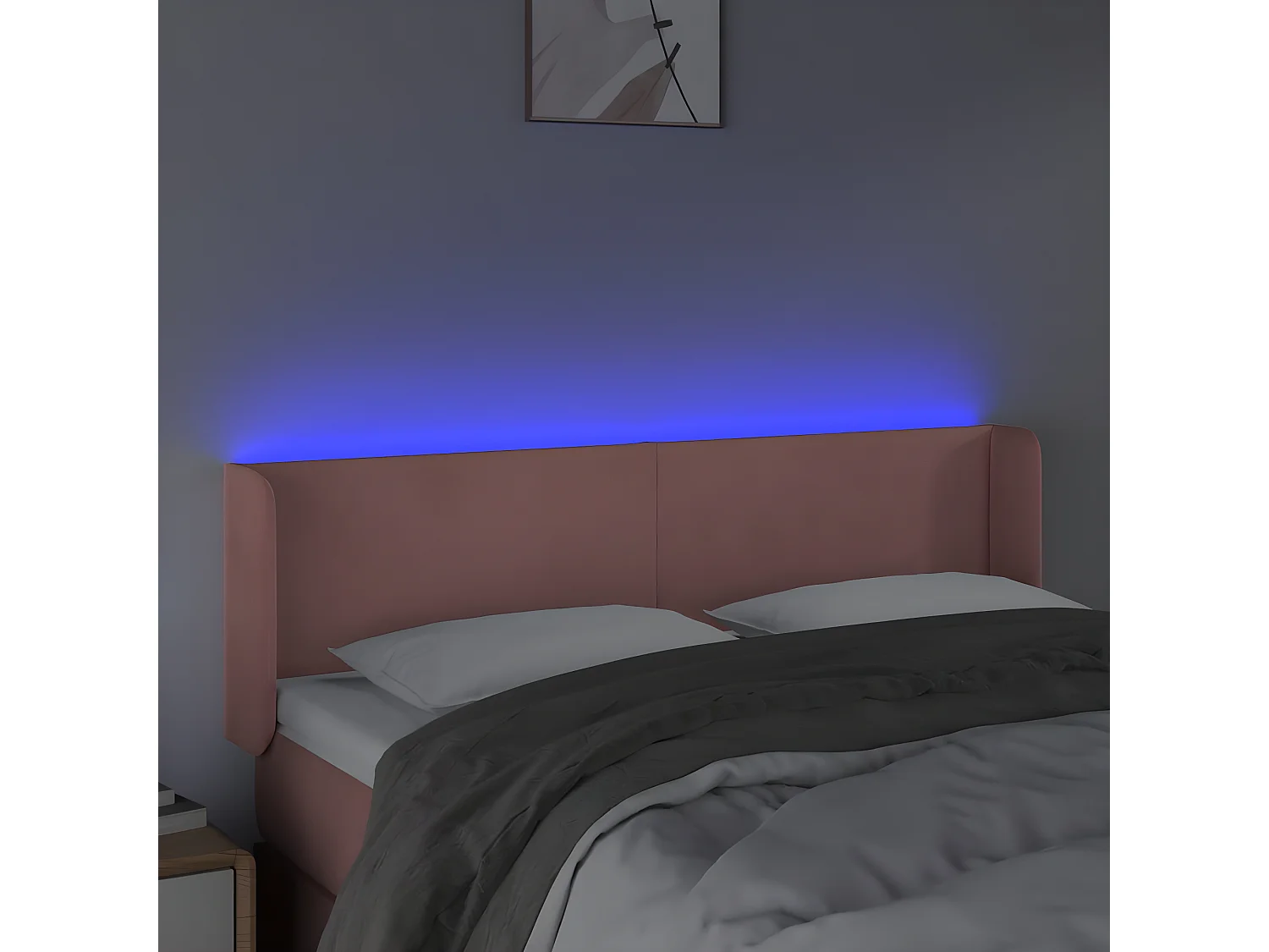 Tête de lit à LED Rose 147x16x78/88 cm Velours