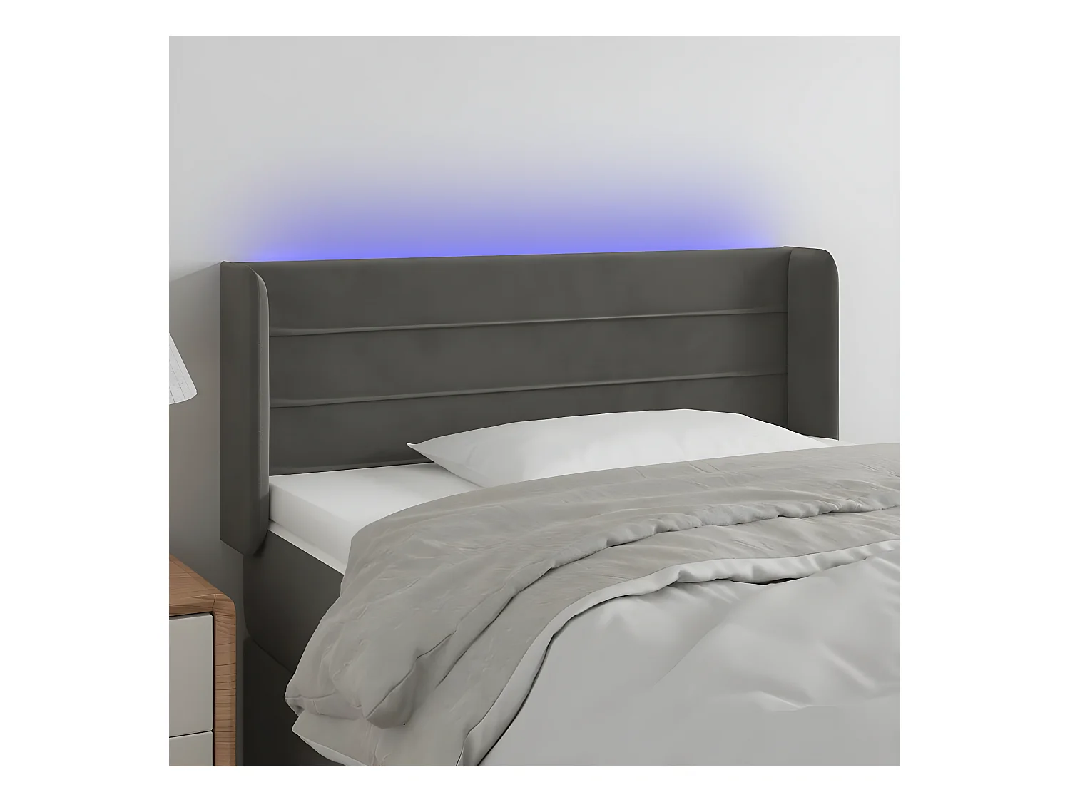 Hoofdbord LED 103x16x78/88 cm fluweel donkergrijs