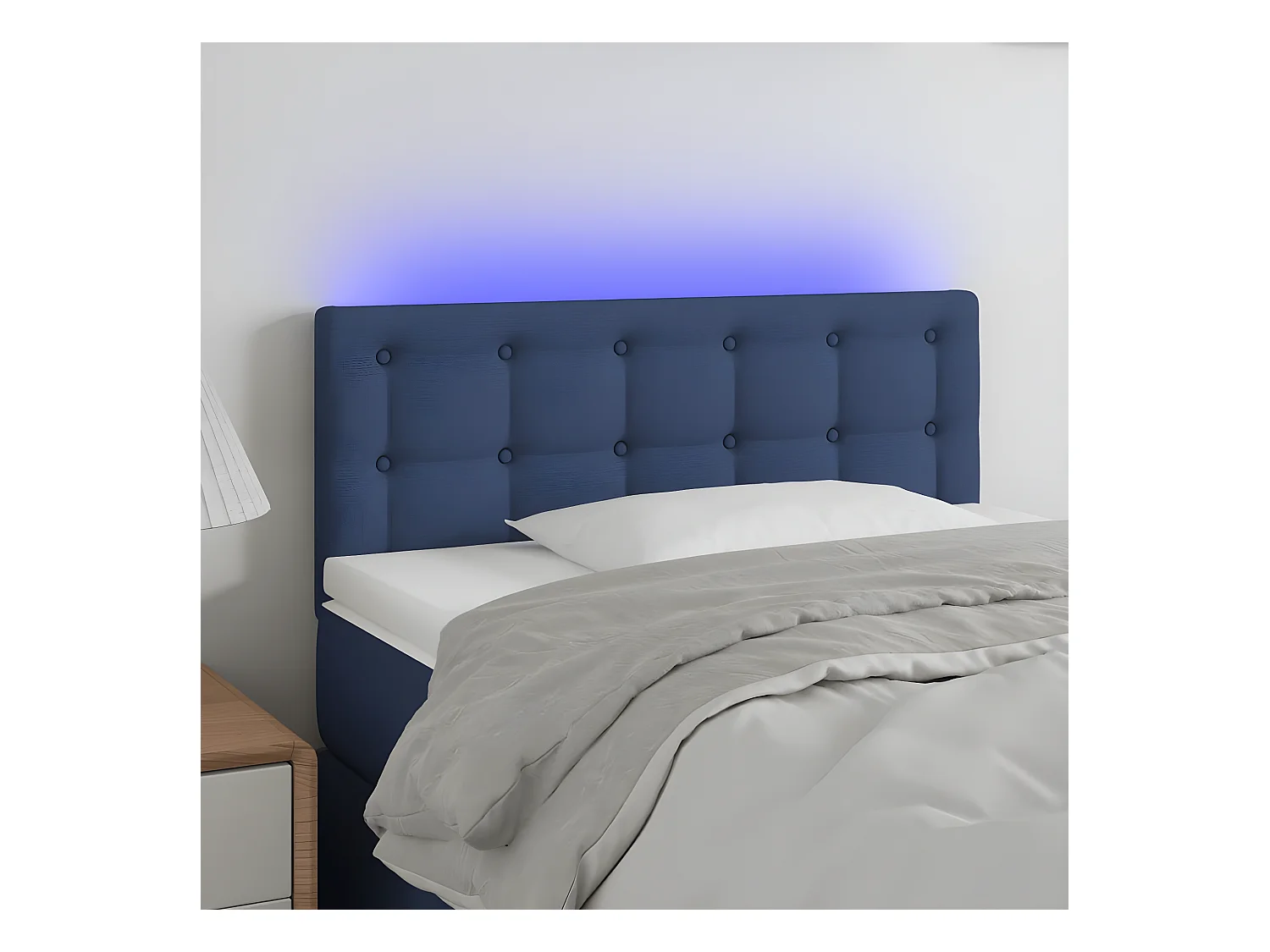 Tête de lit à LED Bleu 90x5x78/88 cm Tissu