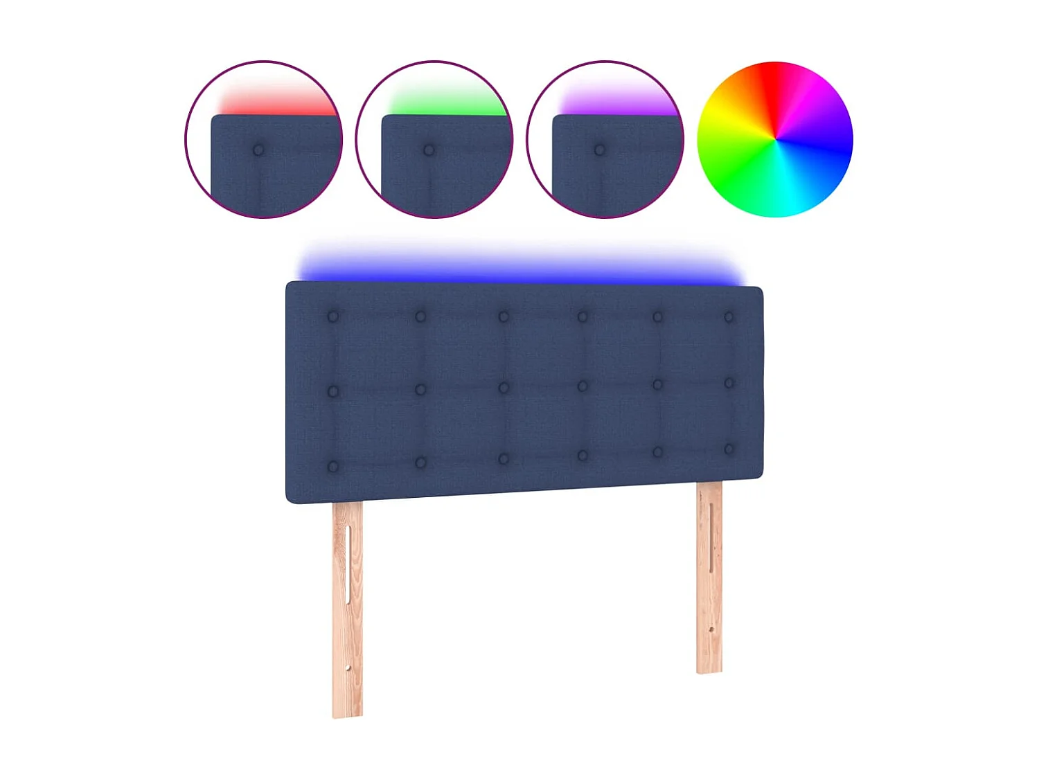 Cabecero con LED de tela azul 90x5x78/88 cm