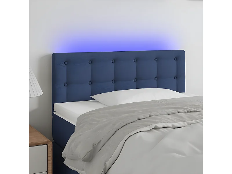 Cabecero con LED de tela azul 90x5x78/88 cm