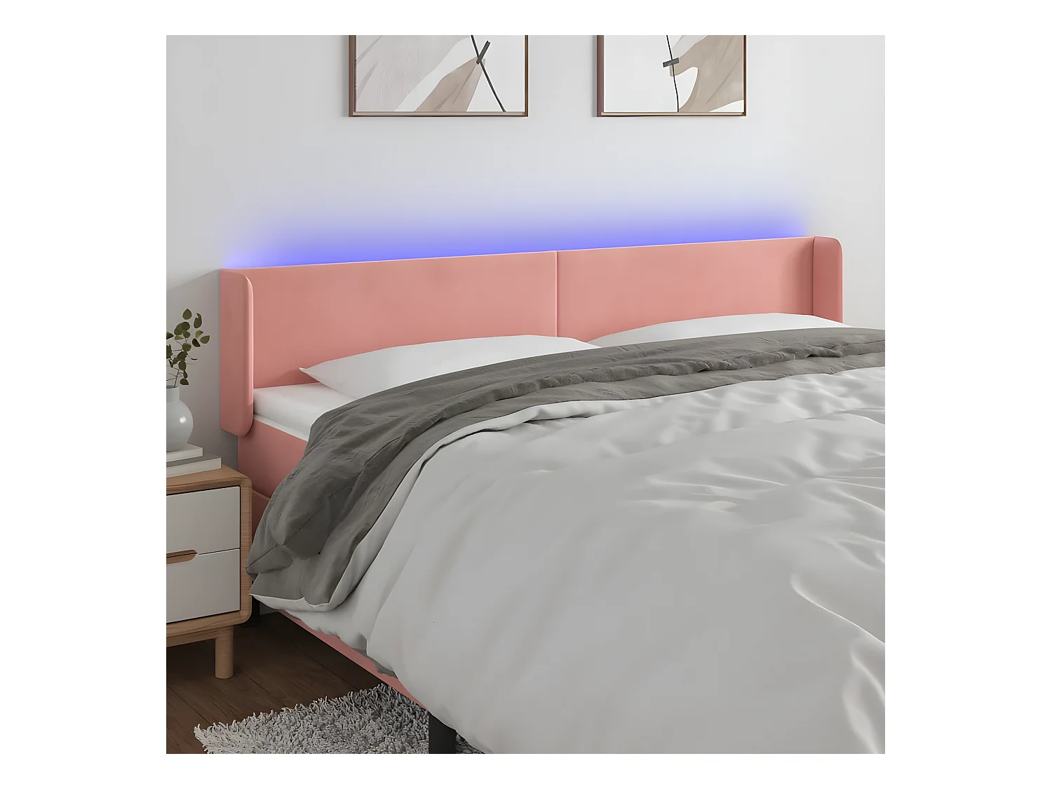 Tête de lit à LED Rose 183x16x78/88 cm Velours